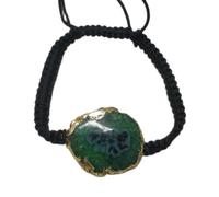 LKBEADS Natural Green Druzy Thread Bracelet |LK_STHB_0164 | Fancy Shape Gemstone Rough Cut Stone 7 Inch Adjustable Unisex Wristband Handmade Jewelry