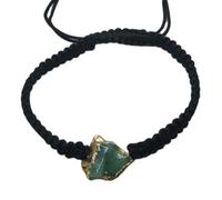 LKBEADS Natural Green Druzy Thread Bracelet |LK_STHB_0165 | Fancy Shape Gemstone Rough Cut Stone 7 Inch Adjustable Unisex Wristband Handmade Jewelry