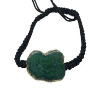LKBEADS Natural Green Druzy Thread Bracelet |LK_STHB_0166 | Fancy Shape Gemstone Rough Cut Stone 7 Inch Adjustable Unisex Wristband Handmade Jewelry