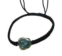 LKBEADS Natural Green Druzy Thread Bracelet |LK_STHB_0278 | Fancy Shape Gemstone Rough Cut Stone 7 Inch Adjustable Unisex Wristband Handmade Jewelry