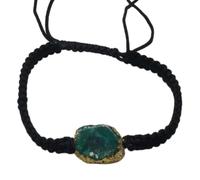 LKBEADS Natural Green Druzy Thread Bracelet |LK_STHB_0561 | Tumble Shape Gemstone Rough Cut Stone 7 Inch Adjustable Unisex Wristband Handmade Jewelry