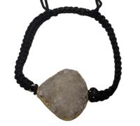 LKBEADS Natural Grey Druzy Thread Bracelet |LK_STHB_0399 | Pear Shape Gemstone Rough Cut Stone 7 Inch Adjustable Unisex Wristband Handmade Jewelry