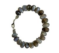 LKBEADS natural grey moonstone 12x8mm gemstone link bracelet pear shape smooth cut rainbow color stone 7 inch stacking wristband handmade jewellery for men & women gift |LK_SLNK_00401