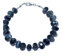 LKBEADS Natural grey moonstone gemstone 10x6mm stacking bracelet | 7 inch | grey color, rondelle shape, faceted cut, stone | with silver plated clasp | handmade jewellry |LK_ESK_00249