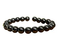 LKBEADS Natural Hematite Gemstone 8 mm | Round Shape, Smooth Cut Stone | 7 Inch | Black Color Gem | dhan yog stretch bracelet | success wristband | handmade jewelry |LK_BRC_02447