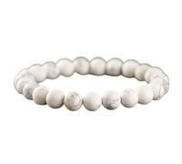 LKBEADS Natural Howlite Gemstone 6 mm | Round Shape, Smooth Cut Stone | 7 Inch | White Color Gem | dhan yog stretch bracelet | success wristband | handmade jewelry |LK_BRC_02529