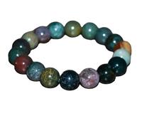 LKBEADS Natural Indian Agate Gemstone 10 mm | Round Shape, Smooth Cut Stone | 7 Inch | Multi Color Gem | dhan yog stretch bracelet | success wristband | handmade jewelry |LK_BRC_02994