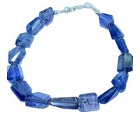 LKBEADS Natural iolite gemstone 10x9-16x12mm stacking bracelet | 7 inch | blue color, tumble shape, faceted cut, stone | with silver plated clasp | handmade jewellry |LK_ESK_00212