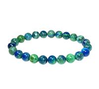 LKBEADS Natural Lapis Lazuli & Azuite Agate Gemstone 8 mm | Round Shape, Smooth Cut Stone | 7 Inch | Blue Color Gem | dhan yog stretch bracelet | success wristband | handmade jewelry |LK_BRC_02627