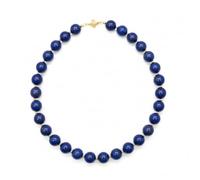 LKBEADS Natural Lapis Lazuli Bead Necklace Round Shape Blue Color Neck Accessory 14mm|Necklace 20 Inch Handmade Healing Crystal Beads Jewellery |LKSLF_NCK_00469