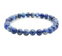 LKBEADS Natural Lapis Lazuli Gemstone 6 mm | Round Shape, Smooth Cut Stone | 7 Inch | Blue Color Gem | dhan yog stretch bracelet | success wristband | handmade jewelry |LK_BRC_03052