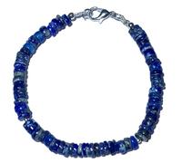 LKBEADS Natural lapis lazuli gemstone 6mm stacking bracelet | 7 inch | blue color, tyre shape, smooth cut, stone | with silver plated clasp | handmade jewellry |LK_ESK_00445