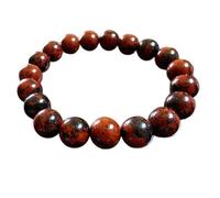 LKBEADS natural mahogany obsidian gemstone 8mm|round shape smooth cut stone |8 inch|red color stone |energy stretch bracelet | healing wristband | handmade jewelry | LK_WOSB_00277LK_WOSB_00277
