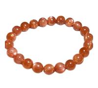 LKBEADS natural moonstone gemstone 8mm|round shape smooth cut stone |7 inch|orange color stone |energy stretch bracelet | healing wristband | handmade jewelry | LK_WOSB_00340LK_WOSB_00340