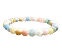LKBEADS natural morganite gemstone 8mm|round shape smooth cut stone |7 inch|multicolor color stone |love stretch bracelet | compassion wristband | handmade jewelry | LK_WOSB_00205LK_WOSB_00205