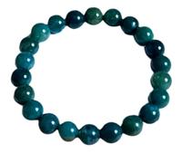LKBEADS Natural Moss Agate Gemstone 8 mm | Round Shape, Smooth Cut Stone | 7 Inch | Green Color Gem | dhan yog stretch bracelet | success wristband | handmade jewelry |LK_BRC_02431