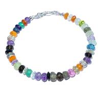 LKBEADS Natural multi gemstone 6mm stacking bracelet | 7 inch | multi color, rondelle shape, faceted cut, stone | with silver plated clasp | handmade jewellry |LK_ESK_00045