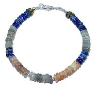 LKBEADS Natural multi gemstone 6mm stacking bracelet | 7 inch | multi color, tyre shape, smooth cut, stone | with silver plated clasp | handmade jewellry |LK_ESK_00447