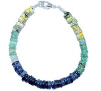 LKBEADS Natural multi gemstone 7-6mm stacking bracelet | 7 inch | multi color, tyre shape, smooth cut, stone | with silver plated clasp | handmade jewellry |LK_ESK_00441