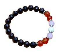 LKBEADS Natural Multi Gemstone 8 mm | Round Shape, Smooth Cut Stone | 7 Inch | Multi Color Gem | With Silver Metal |dhan yog stretch bracelet | success wristband | handmade jewelry |LK_BRC_02784