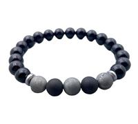 LKBEADS Natural Multi Gemstone 8 mm | Round Shape, Smooth Cut Stone | 7 Inch | Multicolor Color Gem | With Silver Metal |dhan yog stretch bracelet | success wristband | handmade jewelry |LK_BRC_03169