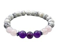 LKBEADS Natural Multi Gemstone 8 mm | Round Shape, Smooth Cut Stone | 7 Inch | Multicolor Color Gem | With Silver Metal |dhan yog stretch bracelet | success wristband | handmade jewelry |LK_BRC_03247