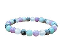 LKBEADS natural multi gemstone gemstone 6mm|round shape smooth cut stone |7 inch|multicolor color stone |energy stretch bracelet | healing wristband | handmade jewelry | LK_WOSB_00440LK_WOSB_00440