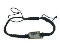 LKBEADS Natural Multi Rainbow Moonstone Thread Bracelet |LK_STHB_0005 | Rectangle Shape Gemstone Rough Cut Stone 7 Inch Adjustable Unisex Wristband Handmade Jewelry