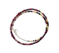 LKBEADS Natural Multi Sapphire Bead Necklace Rondelle Shape Multi Color Neck Accessory 4-5mm|Necklace 18 Inch Handmade Healing Crystal Beads Jewellery |LKSLF_NCK_00200
