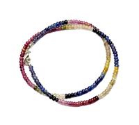 LKBEADS Natural Multi Sapphire Bead Necklace Rondelle Shape Multi Color Neck Accessory 5mm|Necklace 18 Inch Handmade Healing Crystal Beads Jewellery |LKSLF_NCK_00198