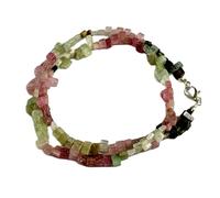 LKBEADS Natural Multi Tourmaline Bead Necklace Rectangle Shape Multi Color Neck Accessory 2X6-4X6mm|Necklace 17 Inch Handmade Healing Crystal Beads Jewellery |LKSLF_NCK_00101
