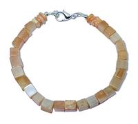 LKBEADS Natural peach moonstone gemstone 6x6-6mm stacking bracelet | 7 inch | pink color, square shape, smooth cut, stone | with silver plated clasp | handmade jewellry |LK_ESK_00410