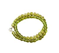 LKBEADS Natural Peridot Bead Necklace Coin Shape Green Color Neck Accessory 8mm|Necklace 17 Inch Handmade Healing Crystal Beads Jewellery |LKSLF_NCK_00330