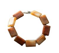 LKBEADS natural peru opal 20x16mm gemstone link bracelet rectangle shape smooth cut peach color stone 7.5 inch stacking wristband handmade jewellery for men & women gift |LK_SLNK_00030