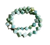 LKBEADS Natural Peru Opal Bead Necklace Box Shape Aqua Blue Color Neck Accessory 8mm|Necklace 18 Inch Handmade Healing Crystal Beads Jewellery |LKSLF_NCK_00302