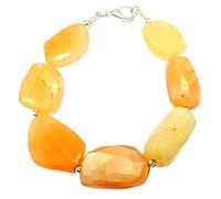 LKBEADS Natural peru opal gemstone 20x12mm stacking bracelet | 7 inch | yellow color, tumble shape, faceted cut, stone | with silver plated clasp | handmade jewellry |LK_ESK_00290