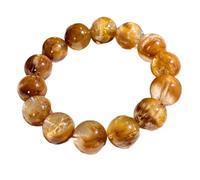LKBEADS natural phantom quartz gemstone 15mm|round shape smooth cut stone |8 inch|yellow color stone |energy stretch bracelet | healing wristband | handmade jewelry | LK_WOSB_00332LK_WOSB_00332