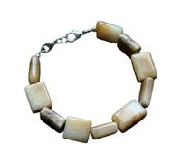 LKBEADS natural pink opal 22x15mm gemstone link bracelet rectangle shape smooth cut peach color stone 7.5 inch stacking wristband handmade jewellery for men & women gift |LK_SLNK_00005