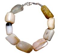 LKBEADS Natural pink opal gemstone 23x16-15x12mm stacking bracelet | 7 inch | pink color, tumble shape, faceted cut, stone | with silver plated clasp | handmade jewellry |LK_ESK_00473