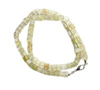 LKBEADS Natural Prehnite Bead Necklace Box Shape Green Color Neck Accessory 6mm|Necklace 18 Inch Handmade Healing Crystal Beads Jewellery |LKSLF_NCK_00114