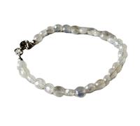 LKBEADS natural rainbow moonstone 6x6mm gemstone link bracelet coin shape faceted cut white color stone 7 inch stacking wristband handmade jewellery for men & women gift |LK_SLNK_00224