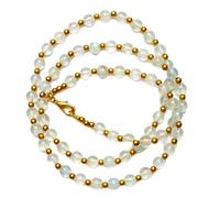 LKBEADS Natural Rainbow Moonstone Bead Necklace Round Shape White Color Neck Accessory 8mm|Necklace 18 Inch Handmade Healing Crystal Beads Jewellery |LKSLF_NCK_00176