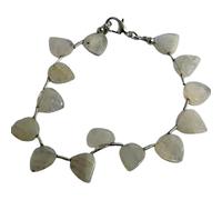 LKBEADS Natural rainbow moonstone gemstone 11x10-12x10 mm stacking bracelet | 7 inch | rainbow color, pear shape, smooth cut, stone | with silver plated clasp | handmade |LK_ESK_00152