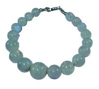 LKBEADS Natural rainbow moonstone gemstone 12-6mm stacking bracelet | 7 inch | rainbow color, round shape, smooth cut, stone | with silver plated clasp | handmade jewellry |LK_ESK_00395