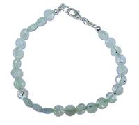 LKBEADS Natural rainbow moonstone gemstone 5x5-6x6mm stacking bracelet | 7 inch | rainbow color, coin shape, faceted cut, stone | with silver plated clasp | handmade jewellry |LK_ESK_00202