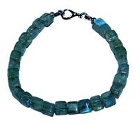 LKBEADS Natural rainbow moonstone gemstone 6x6mm stacking bracelet | 7 inch | rainbow color, box shape, faceted cut, stone | with silver plated clasp | handmade jewellry |LK_ESK_00186