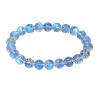 LKBEADS natural rainbow moonstone gemstone 8mm|round shape smooth cut stone |6.5 inch|blue color stone |energy stretch bracelet | healing wristband | handmade jewelry | LK_WOSB_00357LK_WOSB_00357