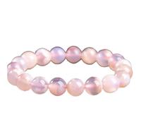 LKBEADS Natural Sakura Agate Gemstone 8 mm | Round Shape, Smooth Cut Stone | 7 Inch | Pink Color Gem | dhan yog stretch bracelet | success wristband | handmade jewelry |LK_BRC_02883