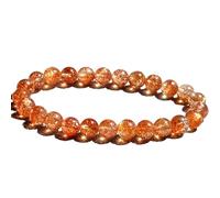 LKBEADS natural sunstone gemstone 8mm|round shape smooth cut stone |8 inch|orange color stone |energy stretch bracelet | healing wristband | handmade jewelry | LK_WOSB_00348LK_WOSB_00348