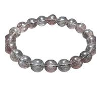 LKBEADS natural super seven gemstone 8mm|round shape smooth cut stone |7.5 inch|grey color stone |energy stretch bracelet | healing wristband | handmade jewelry | LK_WOSB_00373LK_WOSB_00373
